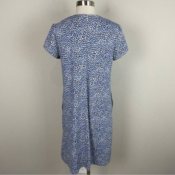 J Mclaughlin Blue Tan Leopard Catalina Cloth Shift Dress Medium - Picture 6 of 9